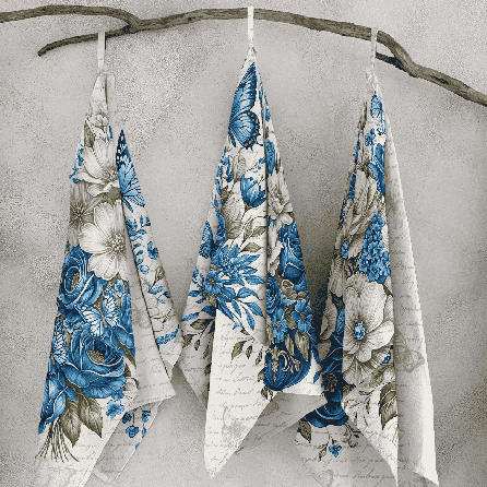 Рогожка 29351, бабочки. Цвет голубой.