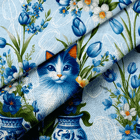 Рогожка 29352, животные. Цвет голубой.