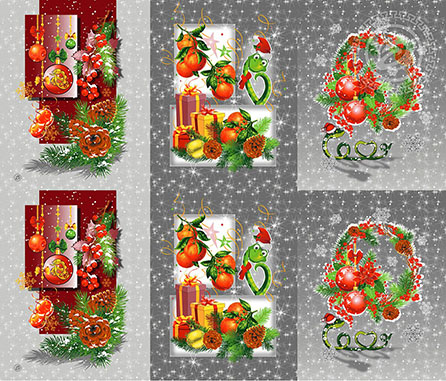 Рогожка подарки, новогодний. Цвет серый.