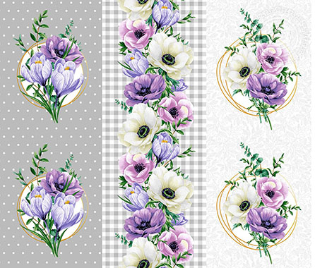 Рогожка серенада, цветы. Цвет фиолетовый.