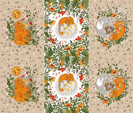 Рогожка мурлыка, животные. Цвет бежевый.