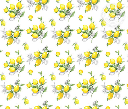 Рогожка лимоны, фрукты. Цвет белый.