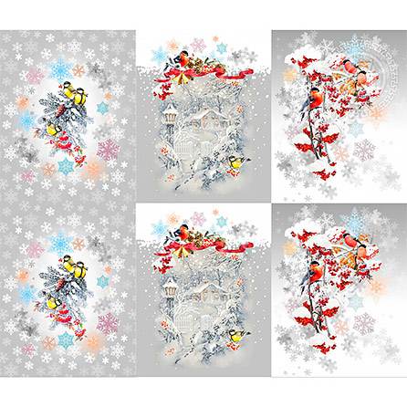 Рогожка рисунок Морозко, новогодний. Цвет серый. Вид 1