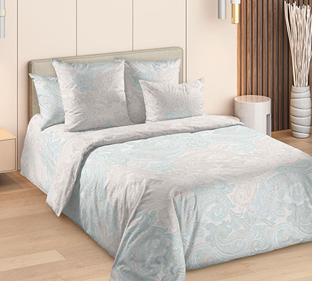 Сатин возрождение 5, орнамент. Цвет голубой. Основная