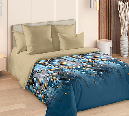 Сатин метаморфоза 2, абстрактный. Цвет синий.