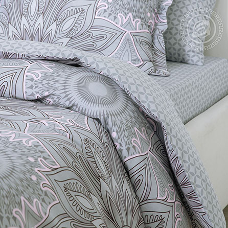 Сатин династия, орнамент. Цвет серый. Компаньон