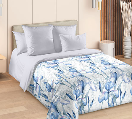 Сатин поэзия красоты 2 син 235, цветы. Цвет голубой. Основная