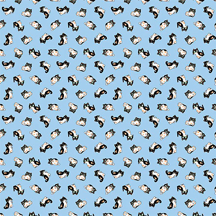 Ситец 29150, животные. Цвет голубой. Вид 4