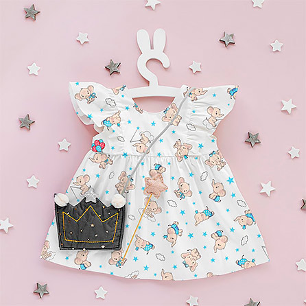 Ситец 29153, тематический. Цвет белый. Вид 1