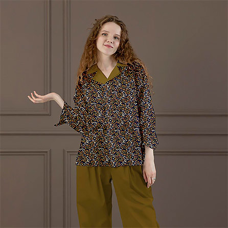 Теплый хлопок 29064, абстрактный. Цвет коричневый.