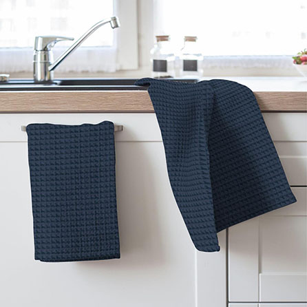 Вафельное полотно 29306, однотонный. Цвет синий. Вид 4