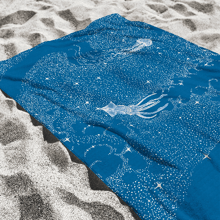 Вафельное полотно 29335, звезды. Цвет голубой. Вид 2