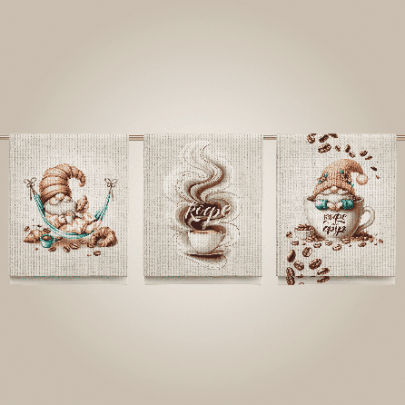 Вафельное полотно 29456, тематический. Цвет коричневый.