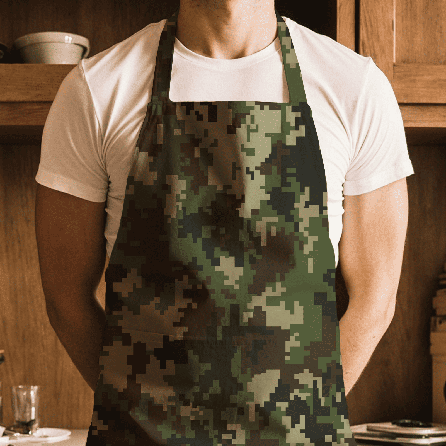 Вафельное полотно 29482, камуфлированный. Цвет зеленый.