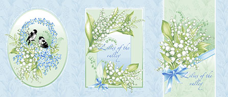 Вафельное полотно весенняя мелодия 1, цветы. Цвет голубой.