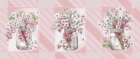 Вафельное полотно эхо весны 1, цветы. Цвет розовый.