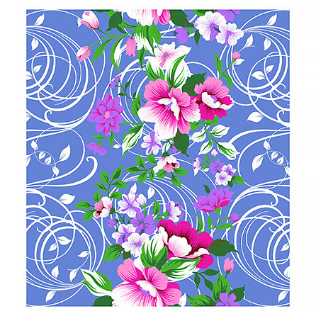 Вафельное полотно 1225, цветы. Цвет синий. Вид 1
