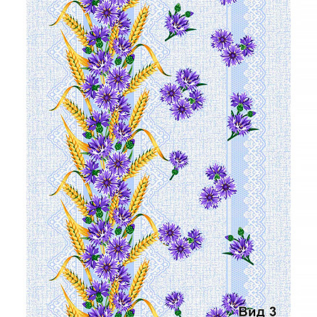 Вафельное полотно 1848, цветы. Цвет сиреневый. Вид 3