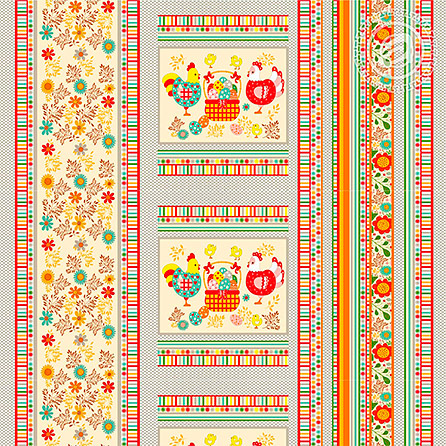 Вафельное полотно рисунок Золотой петушок, рисунок. Цвет оранжевый. Вид 1