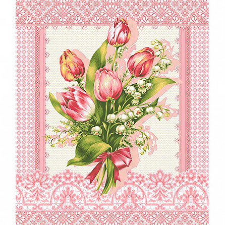 Вафельное полотно скарлет 1, цветы. Цвет розовый.